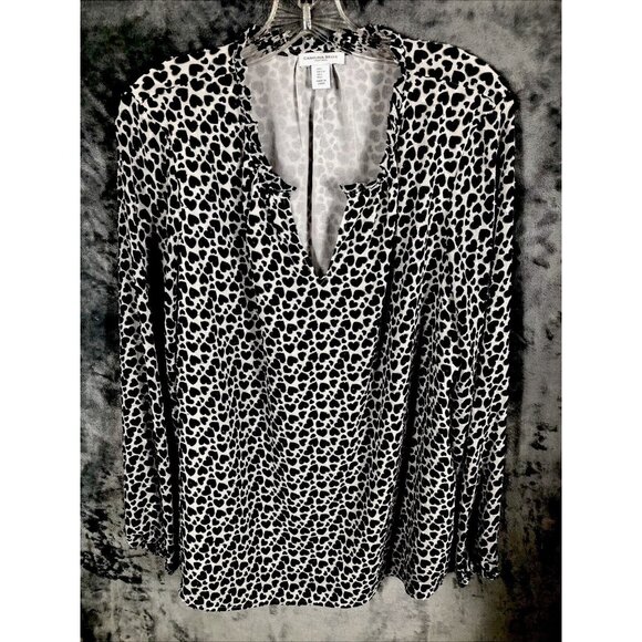 Carolina Tops - Carolina Belle Montreal Blouse Women’s Large Top Black And White Lined Shirt